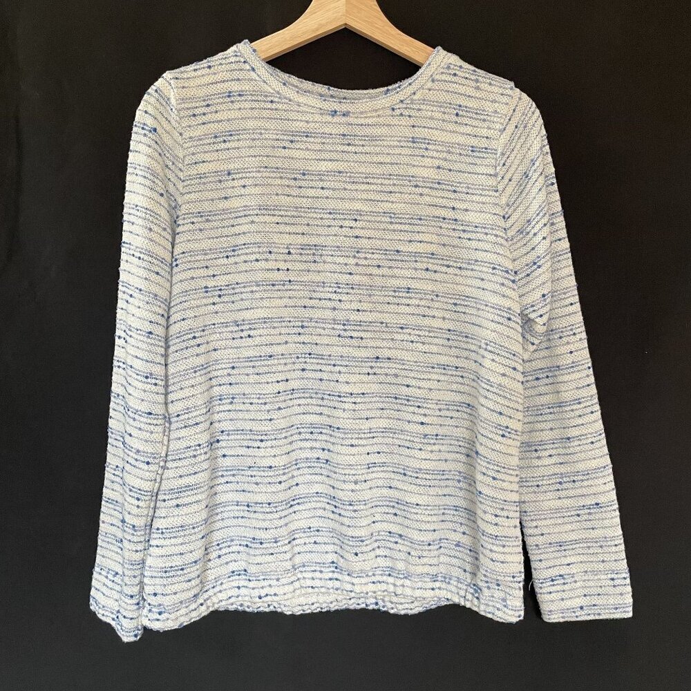 LOFT‎ blue and white knit crewneck sweater women's size small casual comfortable